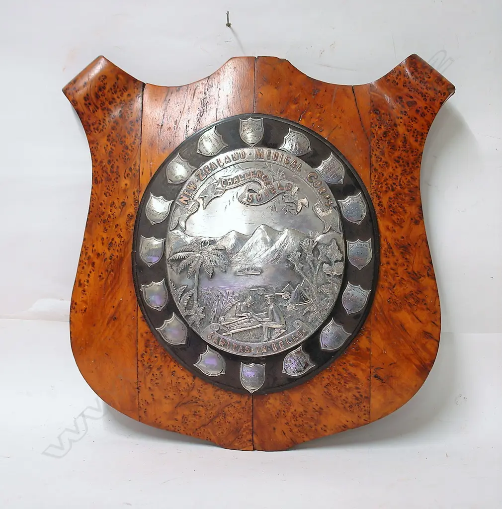 A rare and historic early 20thC New Zealand Army Medical Corps Challenge shield Image 1++