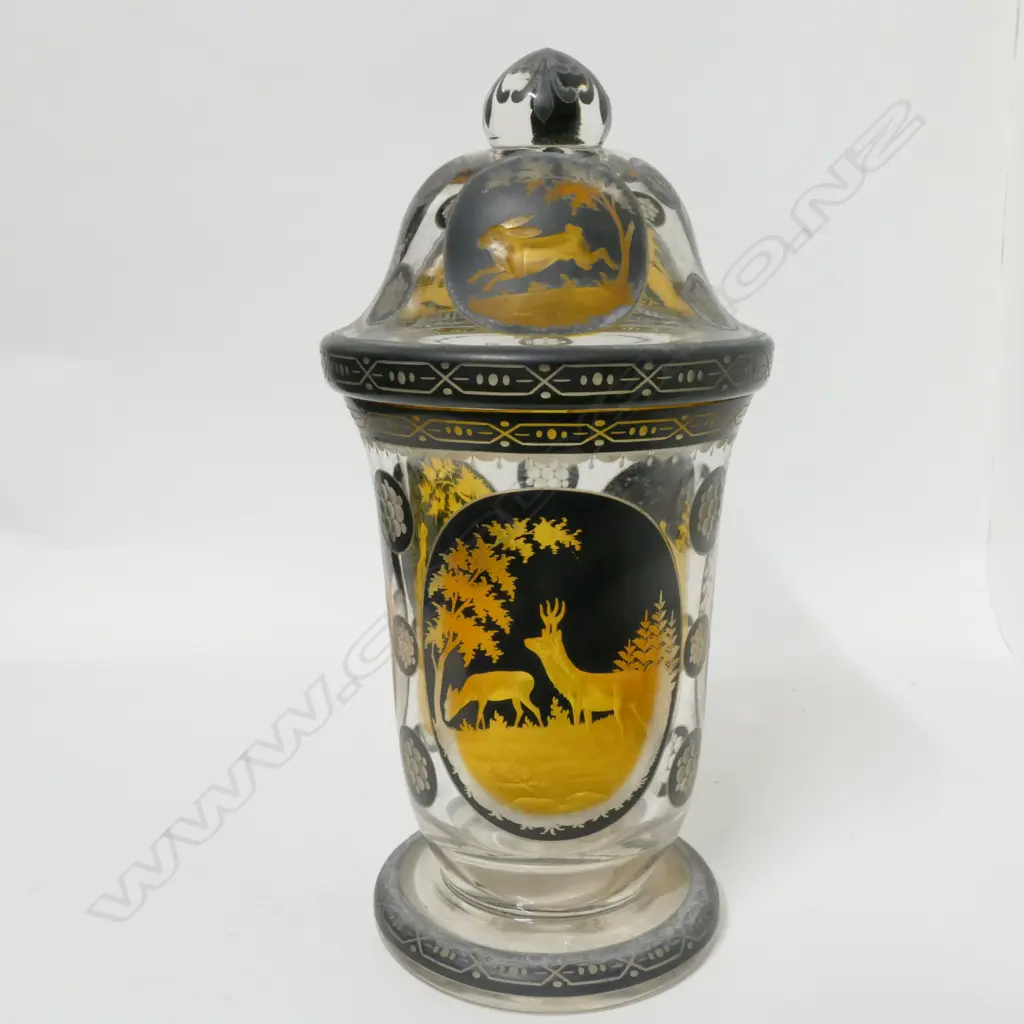 A 19thC Bohemian lidded glass jar Image 1++