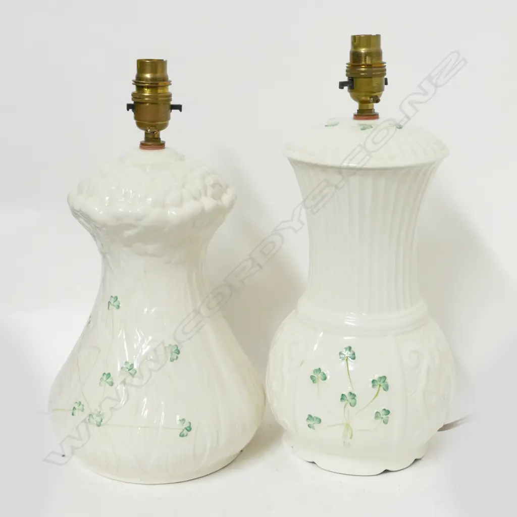 Two Belleek porcelain table lamps Image 1++