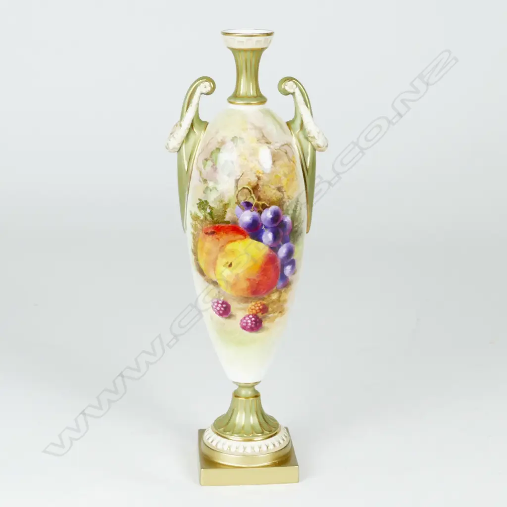 A Royal Worcester two-handled vase painted by Ricketts Image 1++