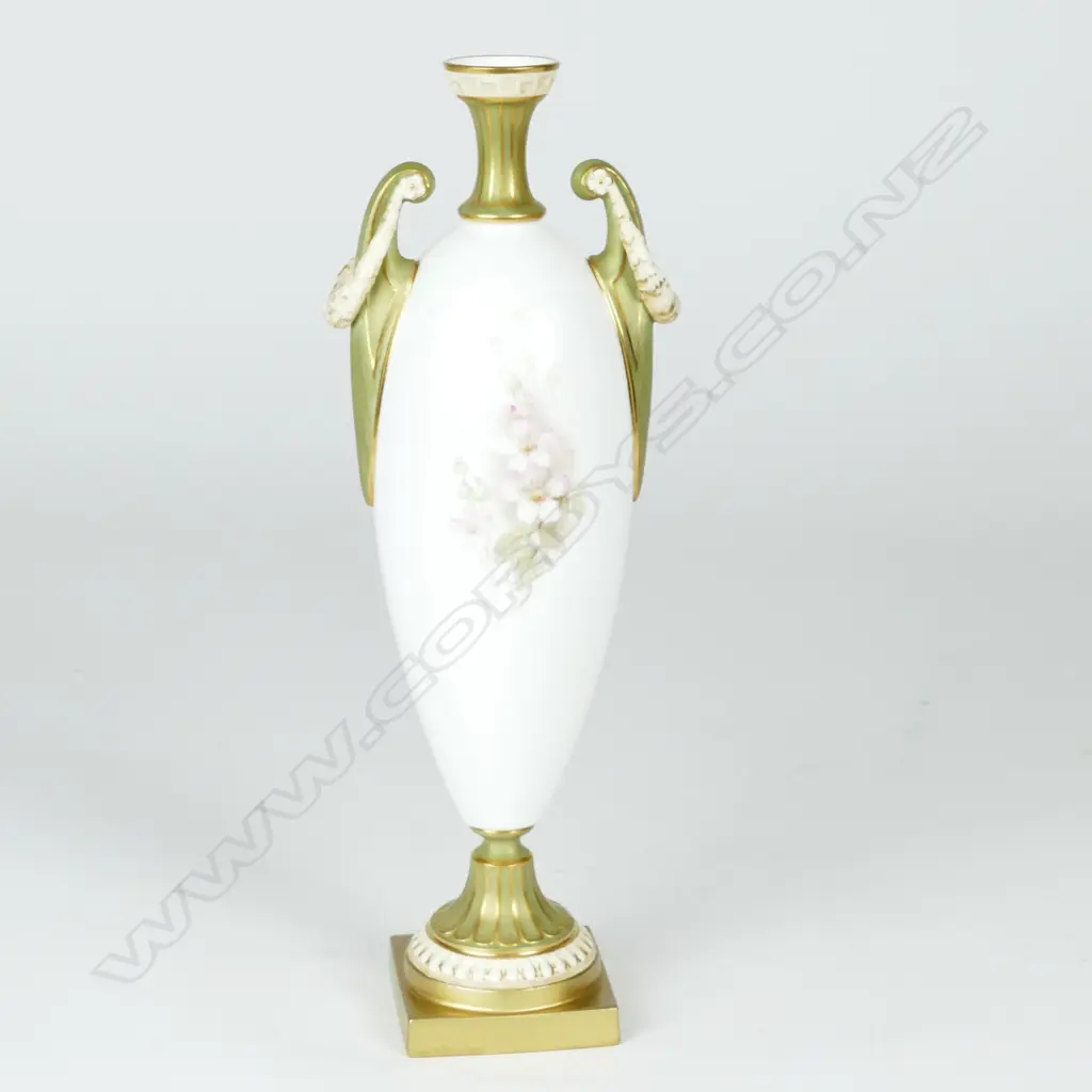 A Royal Worcester two-handled vase painted by Ricketts Image 1++