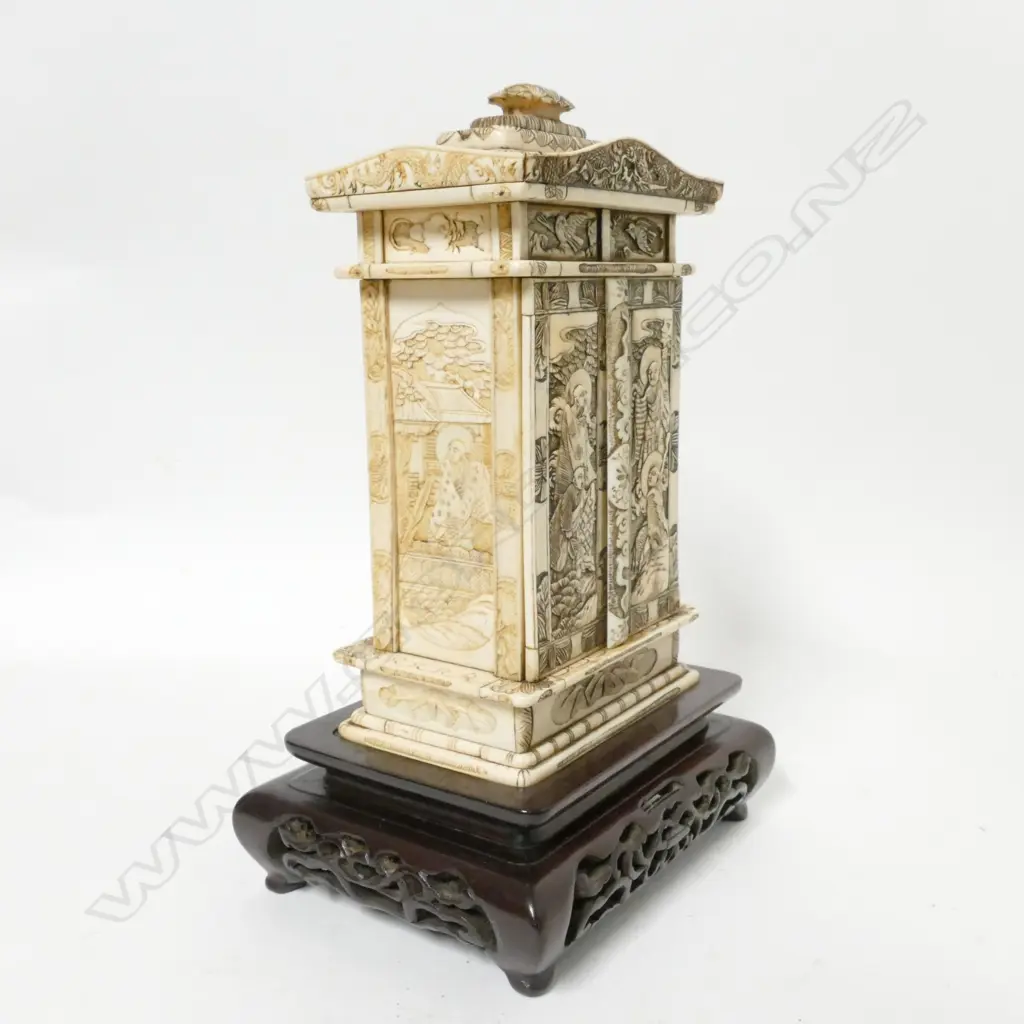 A Japanese Taisho period ivory miniature shrine cabinet (butsudan) Image 1++