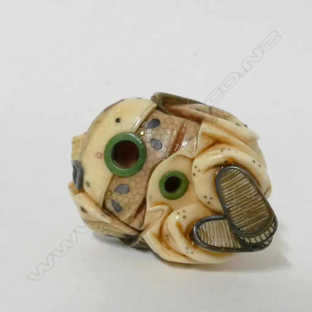 A good Tokyo school ivory and shibayama netsuke of a young boy Image 1++