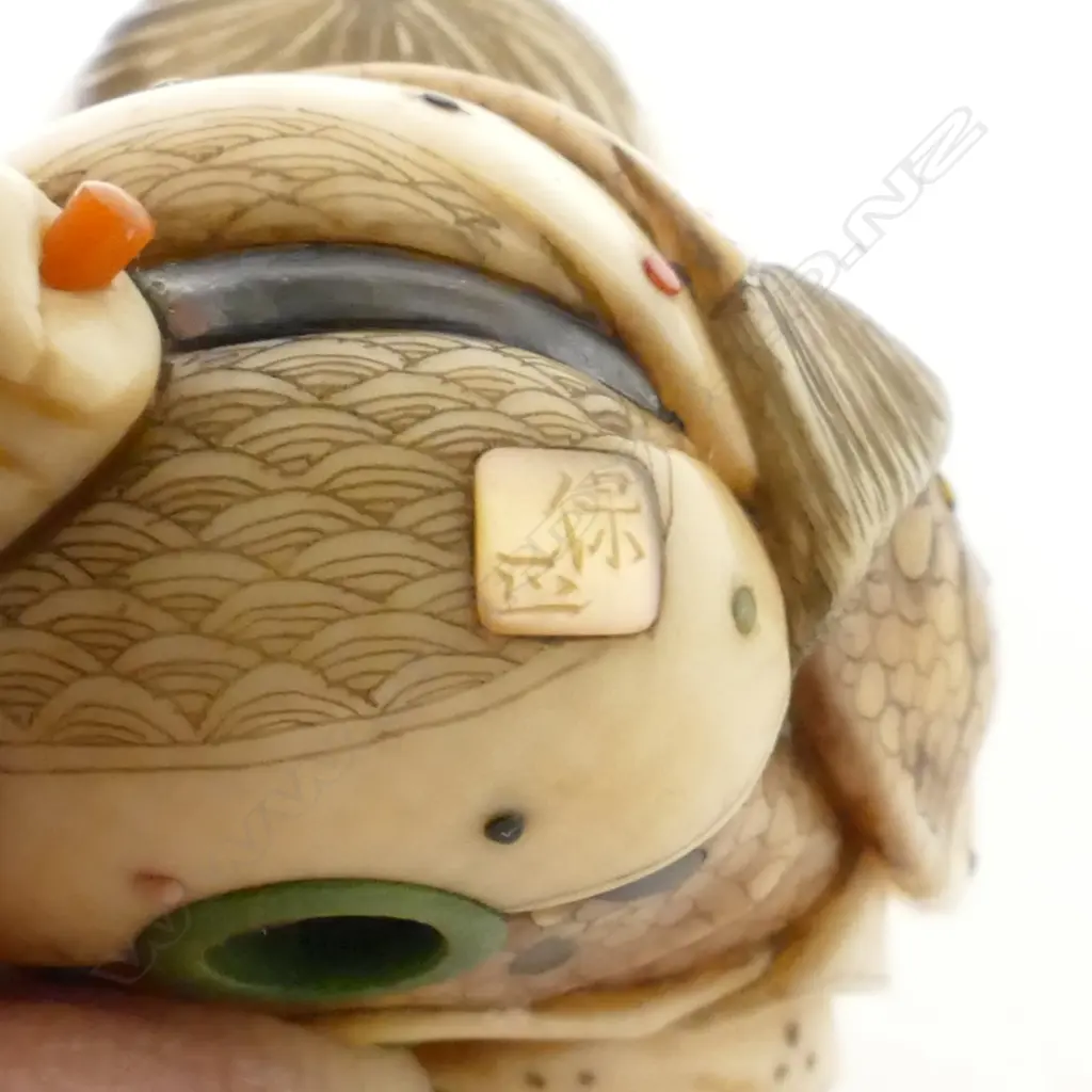 A good Tokyo school ivory and shibayama netsuke of a young boy Image 1++