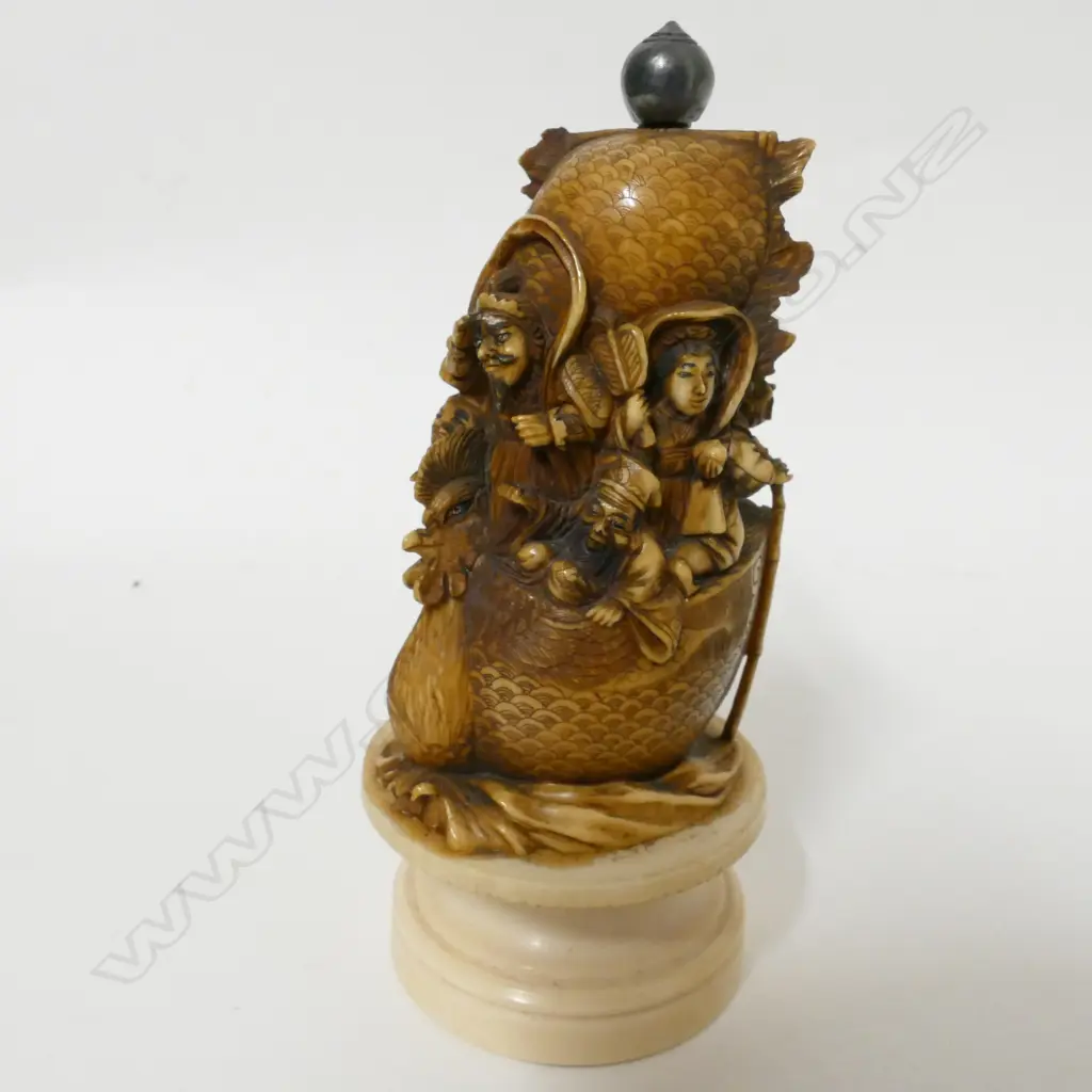A Japanese Meiji period ivory okimono of the seven gods of fortune Image 1++