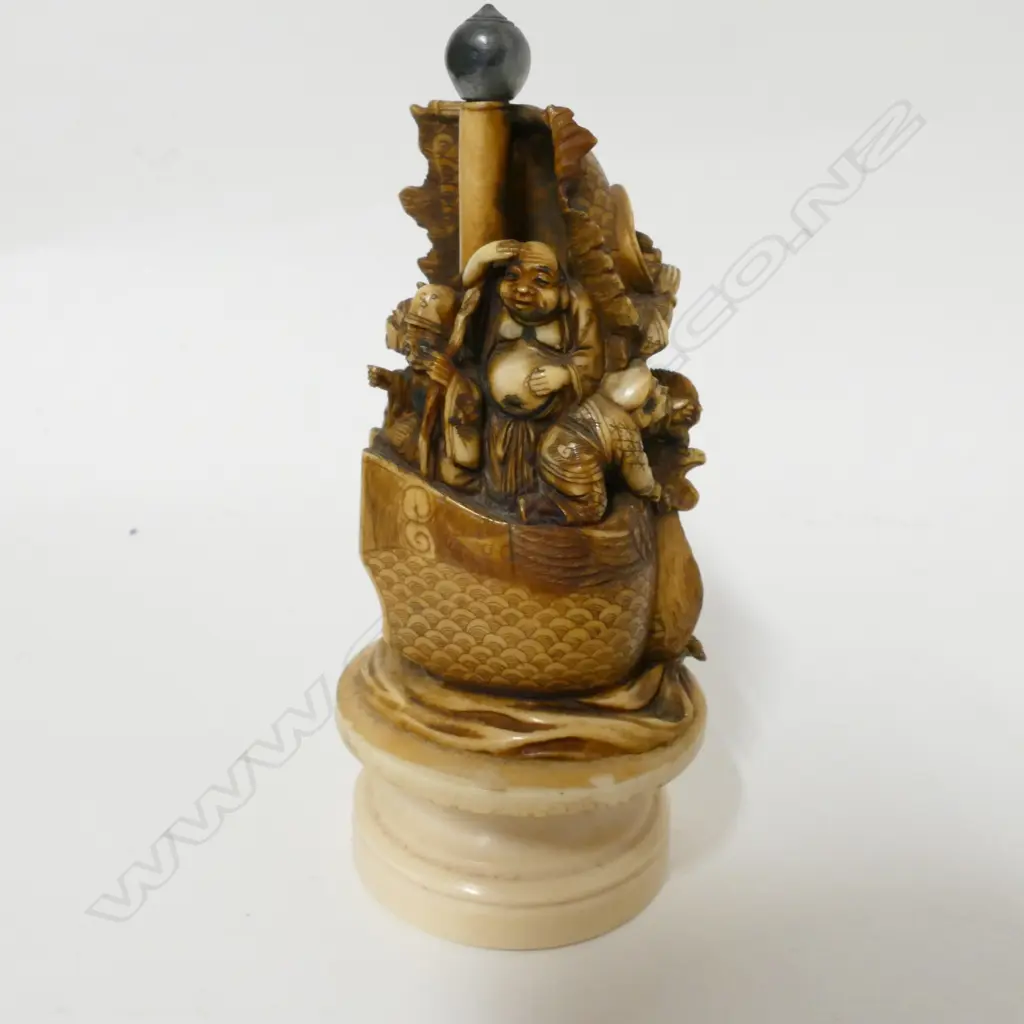 A Japanese Meiji period ivory okimono of the seven gods of fortune Image 1++