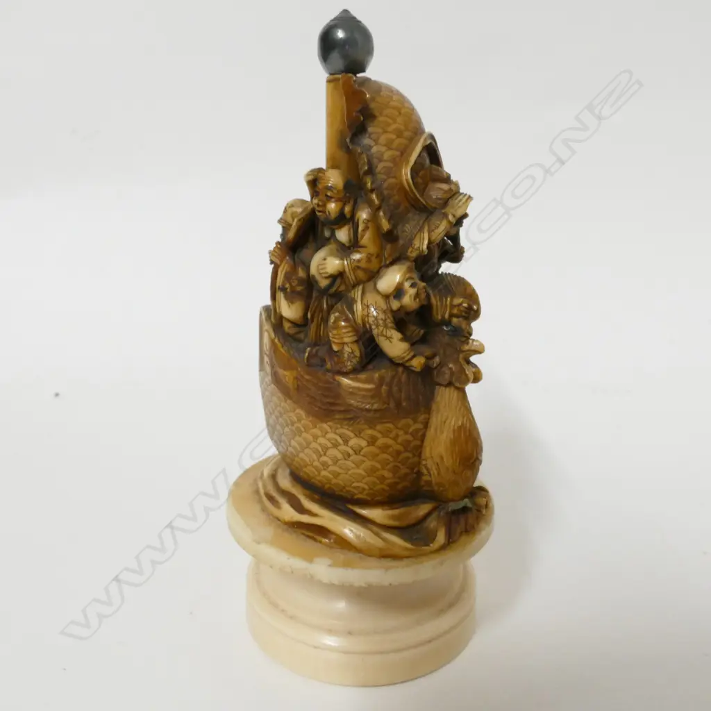 A Japanese Meiji period ivory okimono of the seven gods of fortune Image 1++