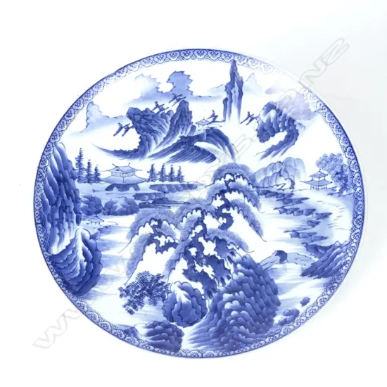 A large Japanese blue and white Arita circular charger