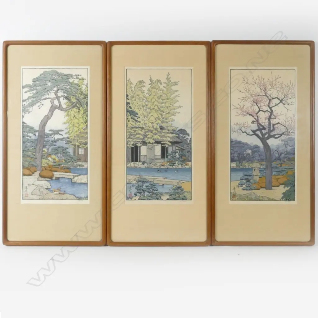 A triptych woodblock by Toshi Yoshida (1911-1995) Image 1++