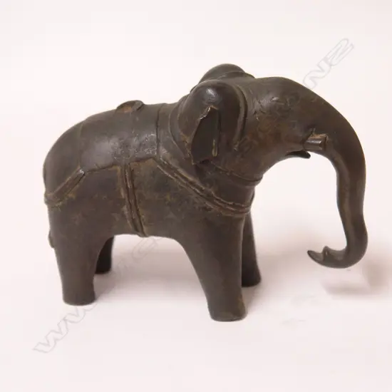 An antique Indian bronze of a standing elephant