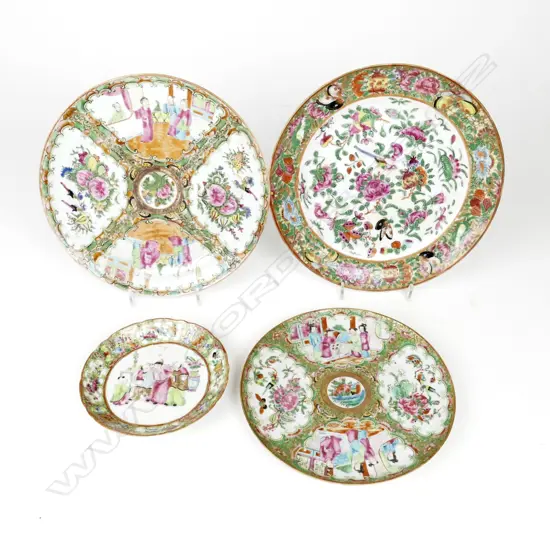 Four Chinese famille rose porcelain dishes