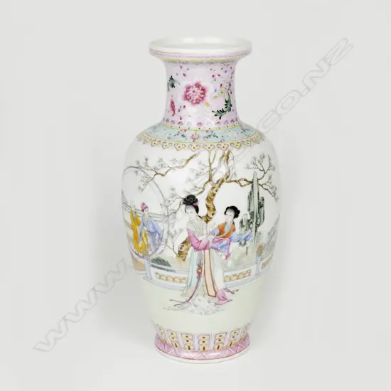A Chinese famille rose baluster porcelain vase