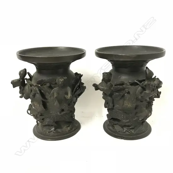 A pair of Chinese bronze vases