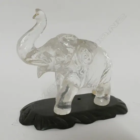 An old Oriental translucent rock crystal elephant carving