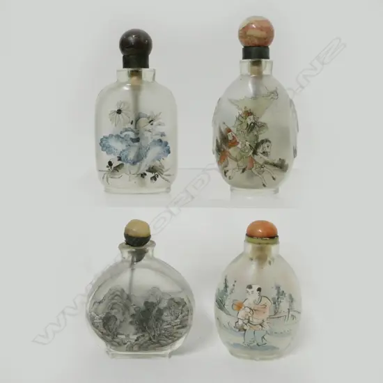 Four Chinese glass snuff bottles