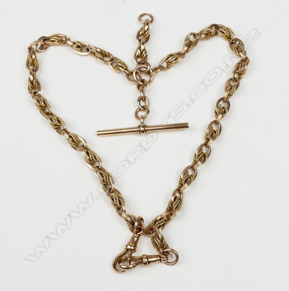 A 9ct. rose gold Albert chain Image 1++