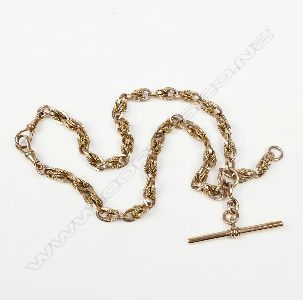 A 9ct. rose gold Albert chain Image 1++