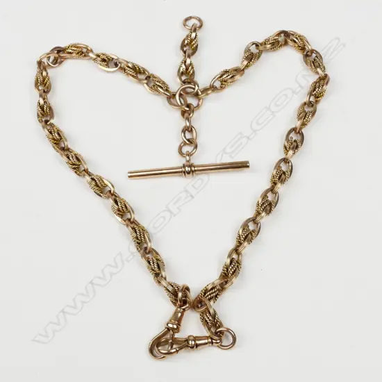 A 9ct. rose gold Albert chain
