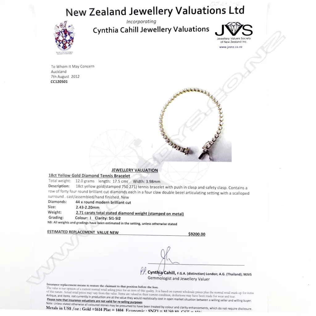 An 18ct. yellow gold and diamond set tennis bracelet Image 1++
