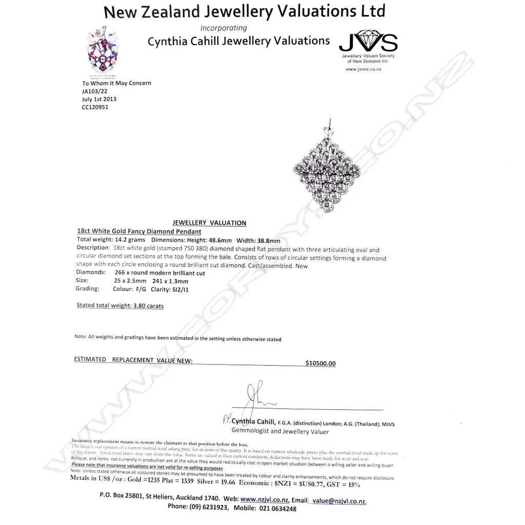 A lady's modern 18ct. white gold and large diamond set pendant necklace Image 1++