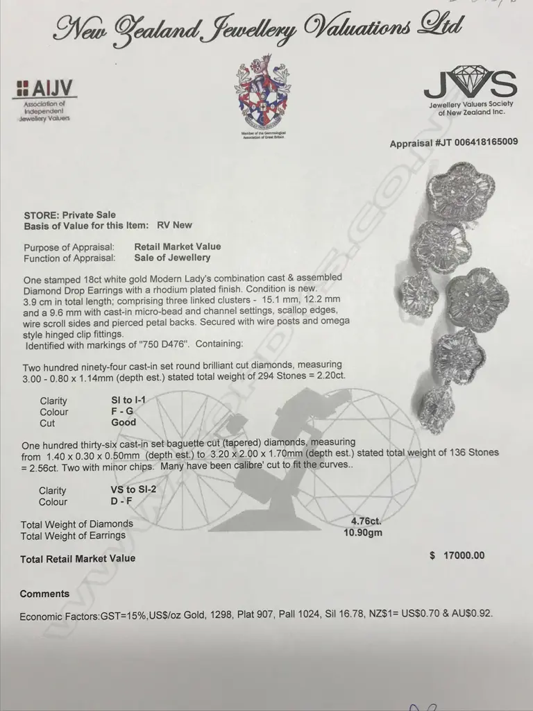 A pair of 18ct. white gold and diamond set drop earrings Image 1++