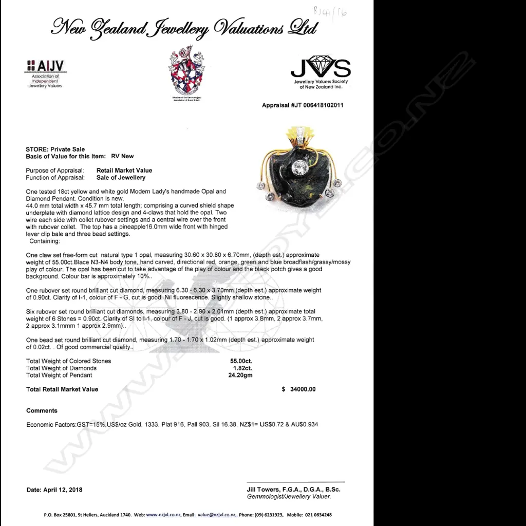 An impressive Australian opal and diamond art pendant Image 1++