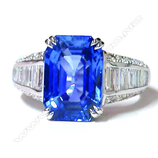 A large and impressive 8.83ct. natural Ceylonese sapphire and diamond dress ring