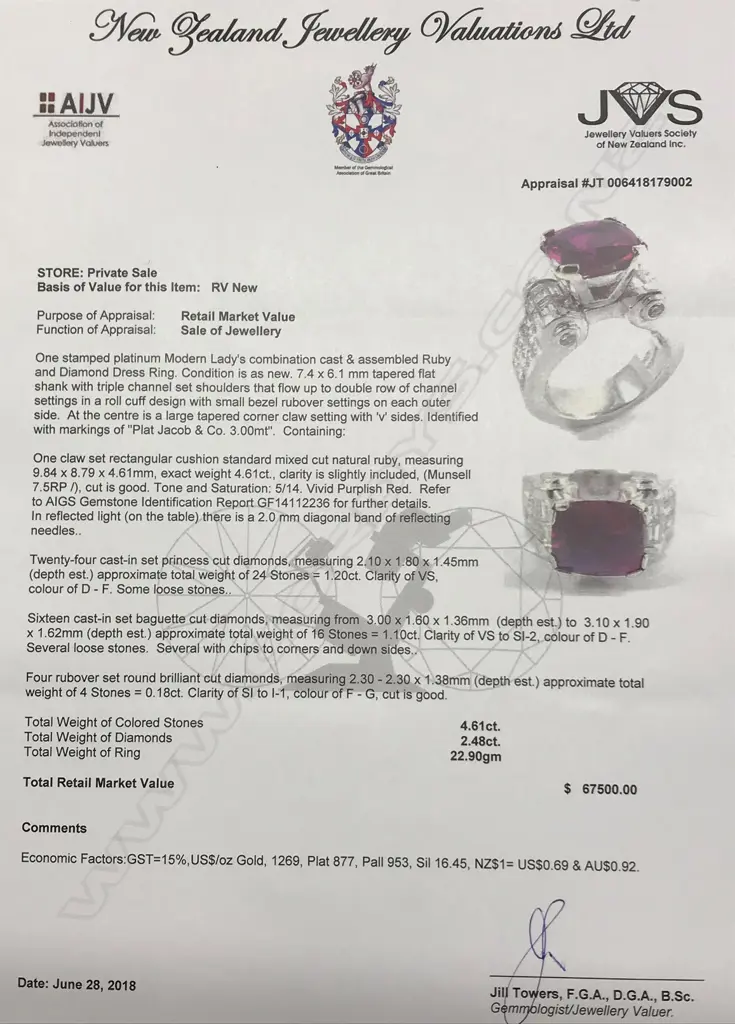 An impressive 4.01ct natural ruby and diamond substantial 18ct. gold and platinum dress ring Image 1++