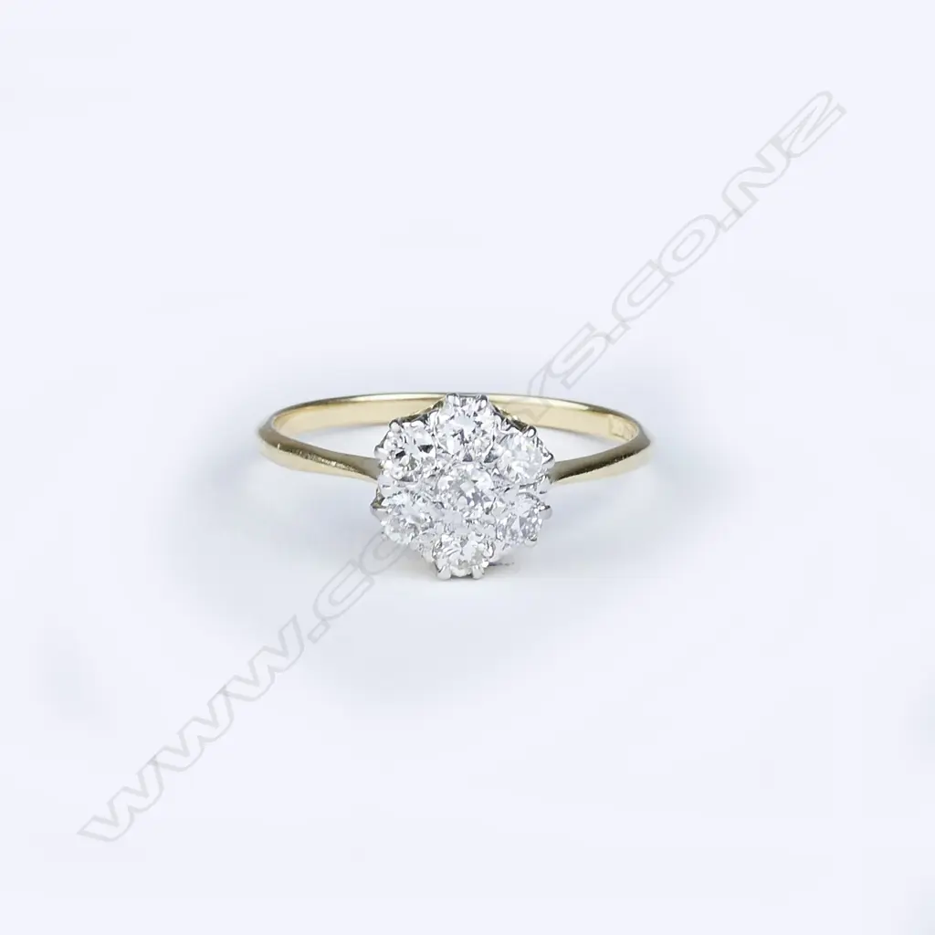 An 18ct. gold and diamond cluster ring Image 1++