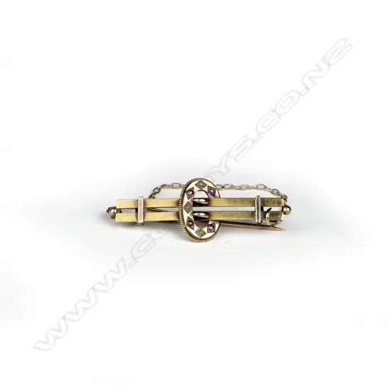 A late Victorian 15ct. gold ruby and diamond brooch
