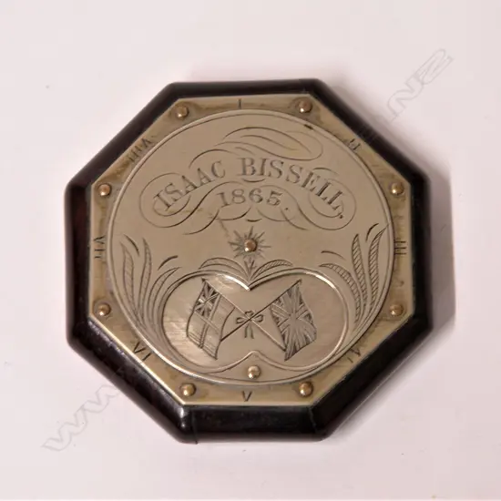 A Victorian white metal and hardwood octagonal Scottish snuff box