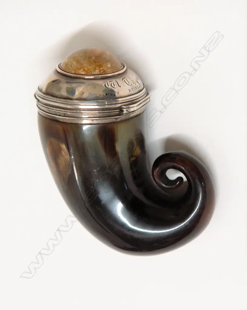 An early 19thC Scottish ram's horn and silver snuff mull Image 1++