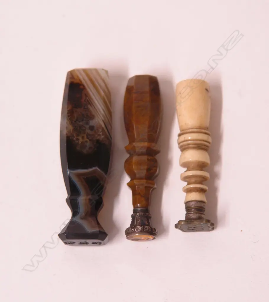 Three small 19thC personal wax seals Image 1++