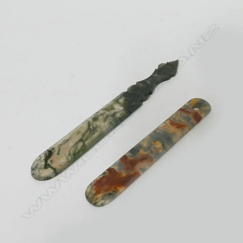 Two moss agate letter openers Image 1++