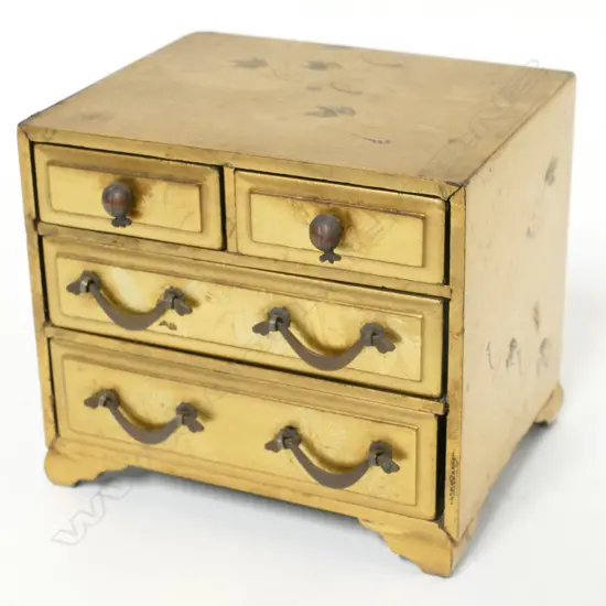 A fine Japanese miniature gold lacquer chest