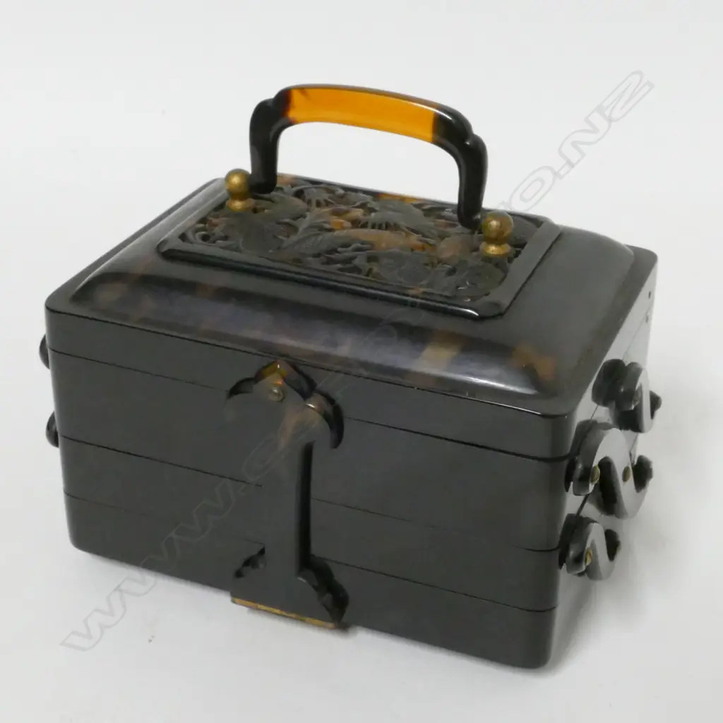 A Chinese faux tortoiseshell concertina box Image 1++