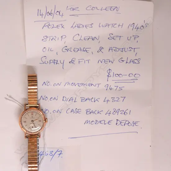 A c.1920s lady's gold plated Rolex wristwatch