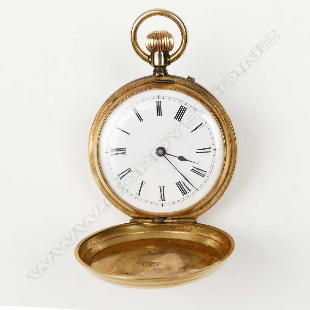 A 14ct. gold and enamel full hunter pocket watch Image 1++