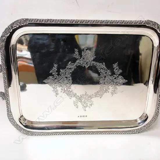 An impressive Edwardian silver banquet tray