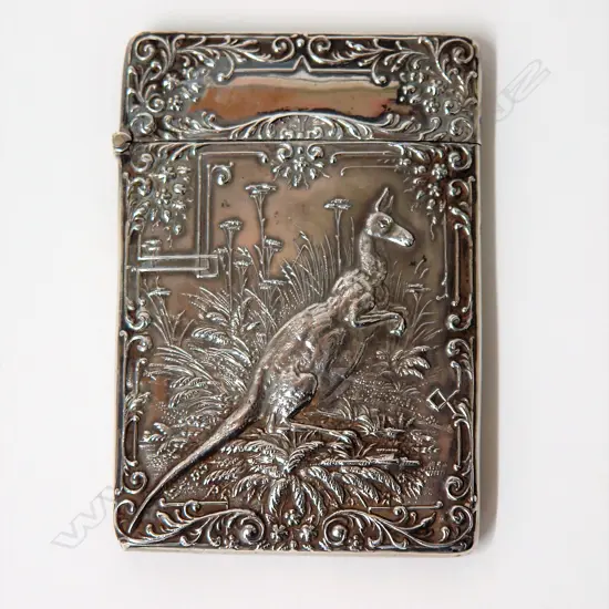 An uncommon Edwardian silver Australian themed embossed card case
