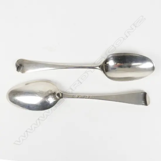 A pair of George II Hanoverian bottom marked tablespoons