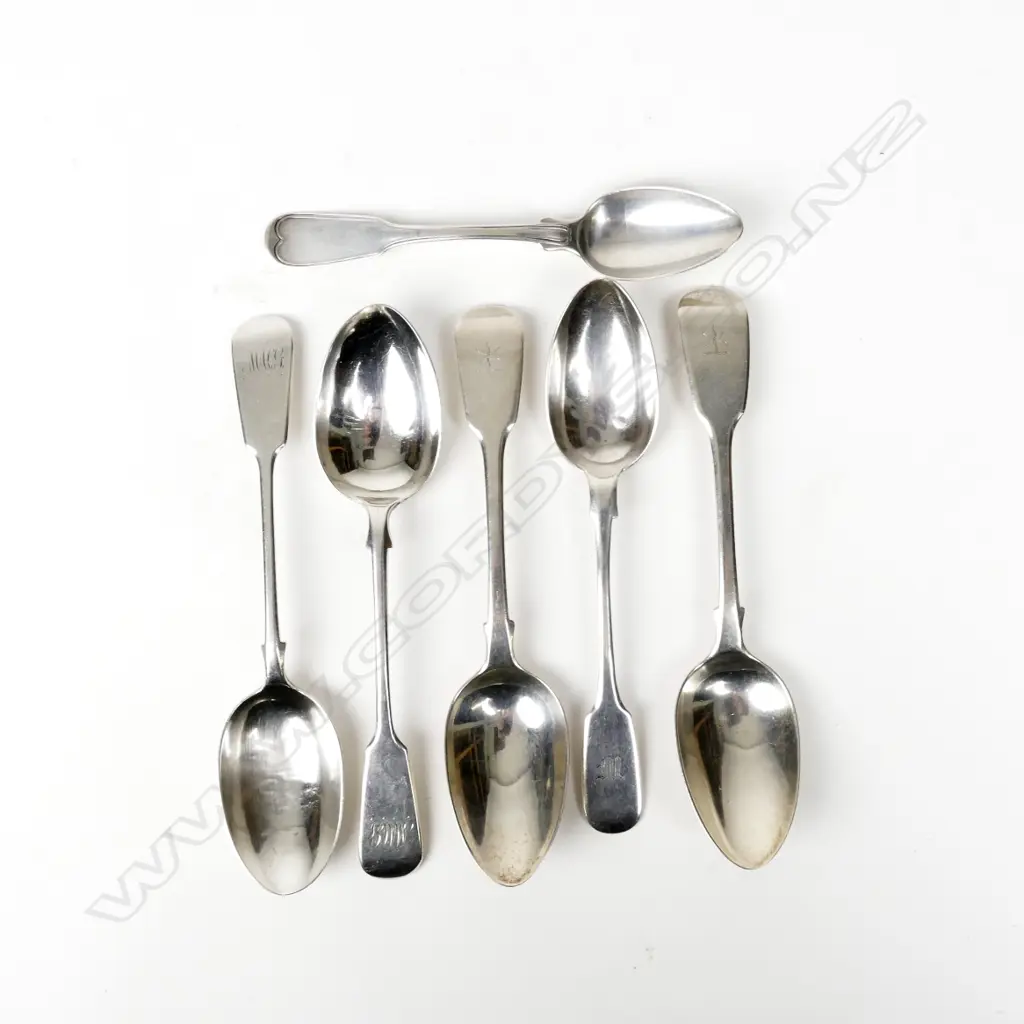Six fiddle pattern silver spoons Image 1++