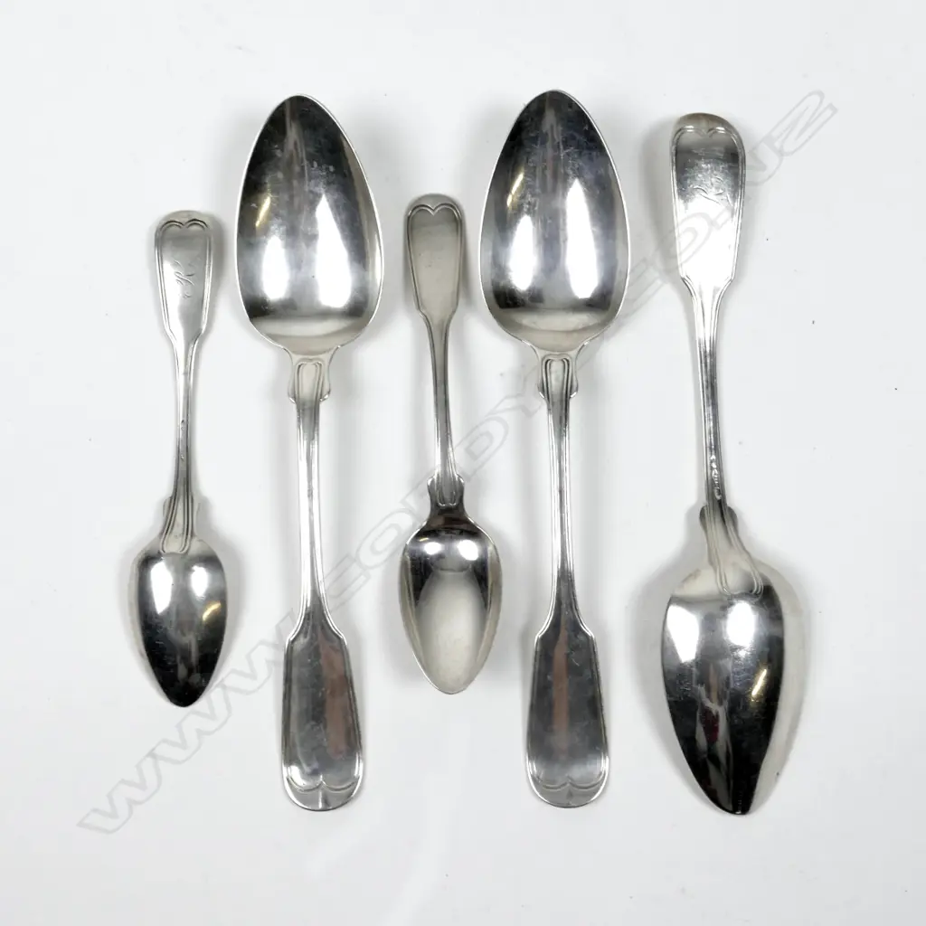 Three old Continental fiddle pattern silver tablespoons and a pair of matching teaspoons Image 1++