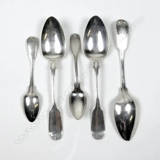 Three old Continental fiddle pattern silver tablespoons and a pair of matching teaspoons