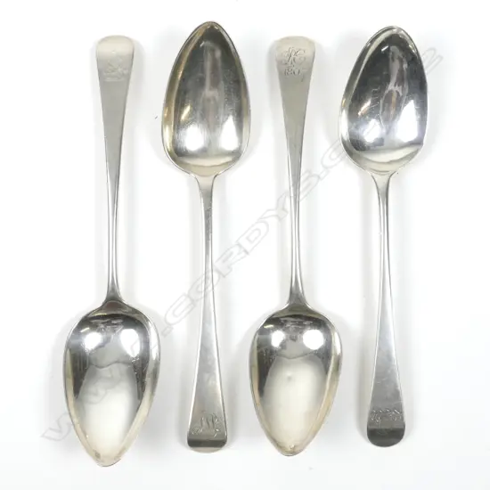 Four Georgian Old English silver tablespoons