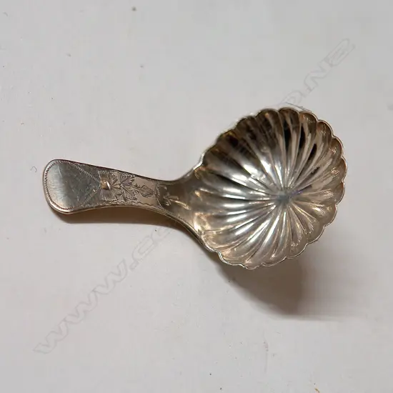 A small Geo. III silver tea caddy spoon