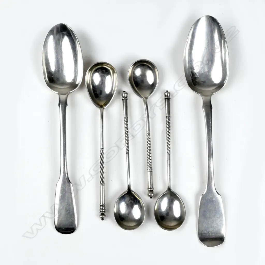 Six 19thC Russian silver spoons Image 1++