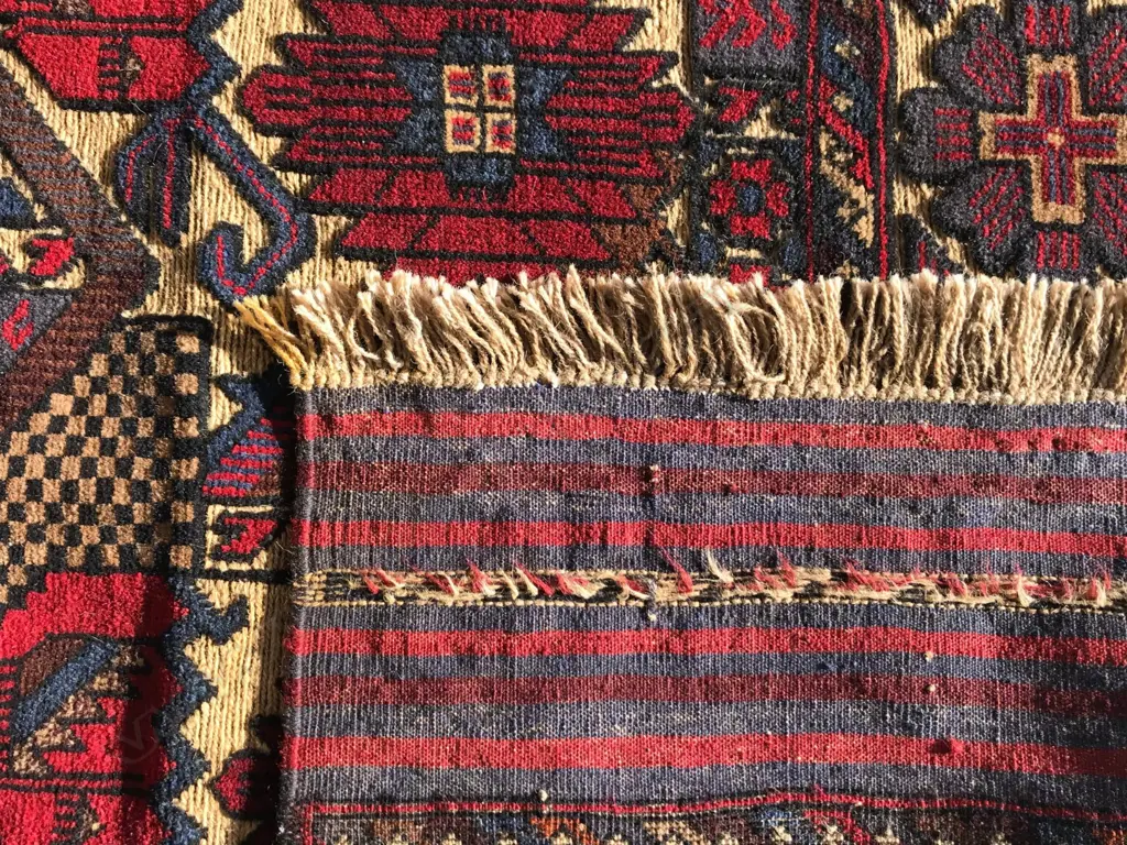 A hand knotted and woven mixed pile Berjusta rug Image 1++