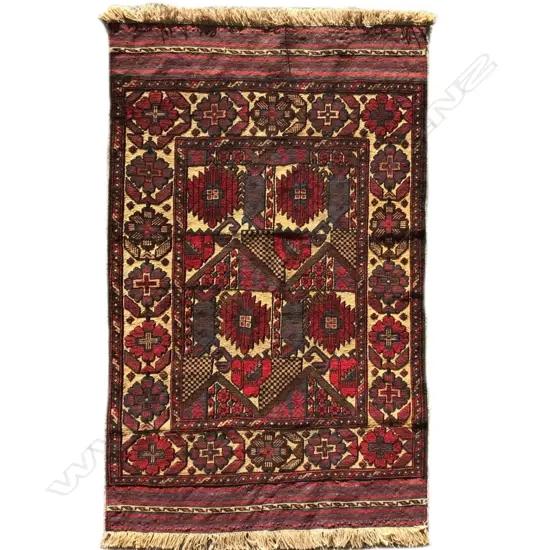 A hand knotted and woven mixed pile Berjusta rug
