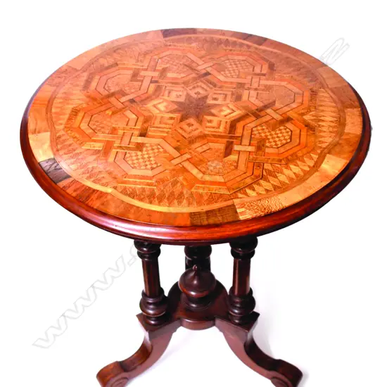 An Anton Seuffert elaborately inlaid parquetry card table top